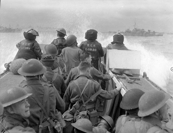 Normandy Canadians in a landing craft